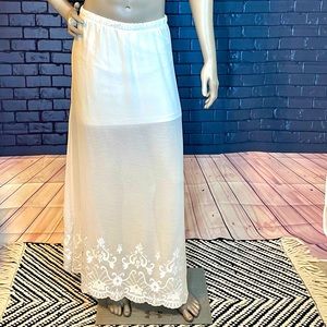 Candies white long, floral embroidered skirt Size XS